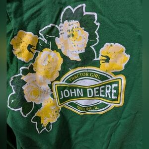 John Deere Green Graphic Tee with Yellow Floral Logo